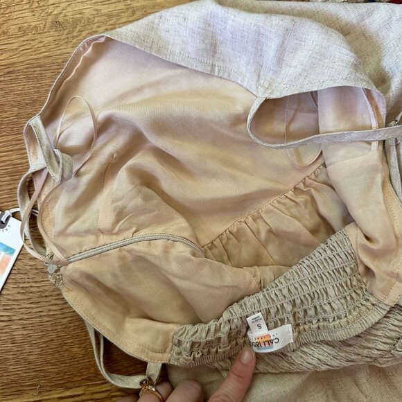 CALI 1850 {NWT} Lined Tiered Maxi Dress | Small, oatmeal | spaghetti strap - Picture 8 of 13